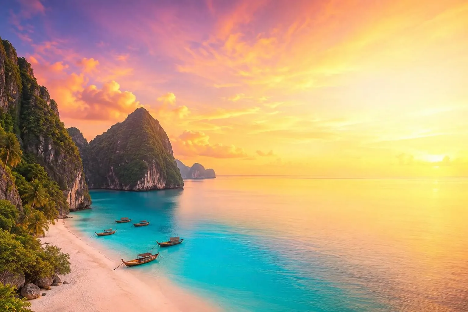 Sunset over the tropical coastline of Angaur